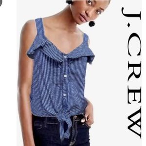 J Crew Button Down Striped Crop Tank
